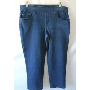 Time And Tru Women's Mid Rise Straight Leg Stretch Pull On Blue Jeans Size XL